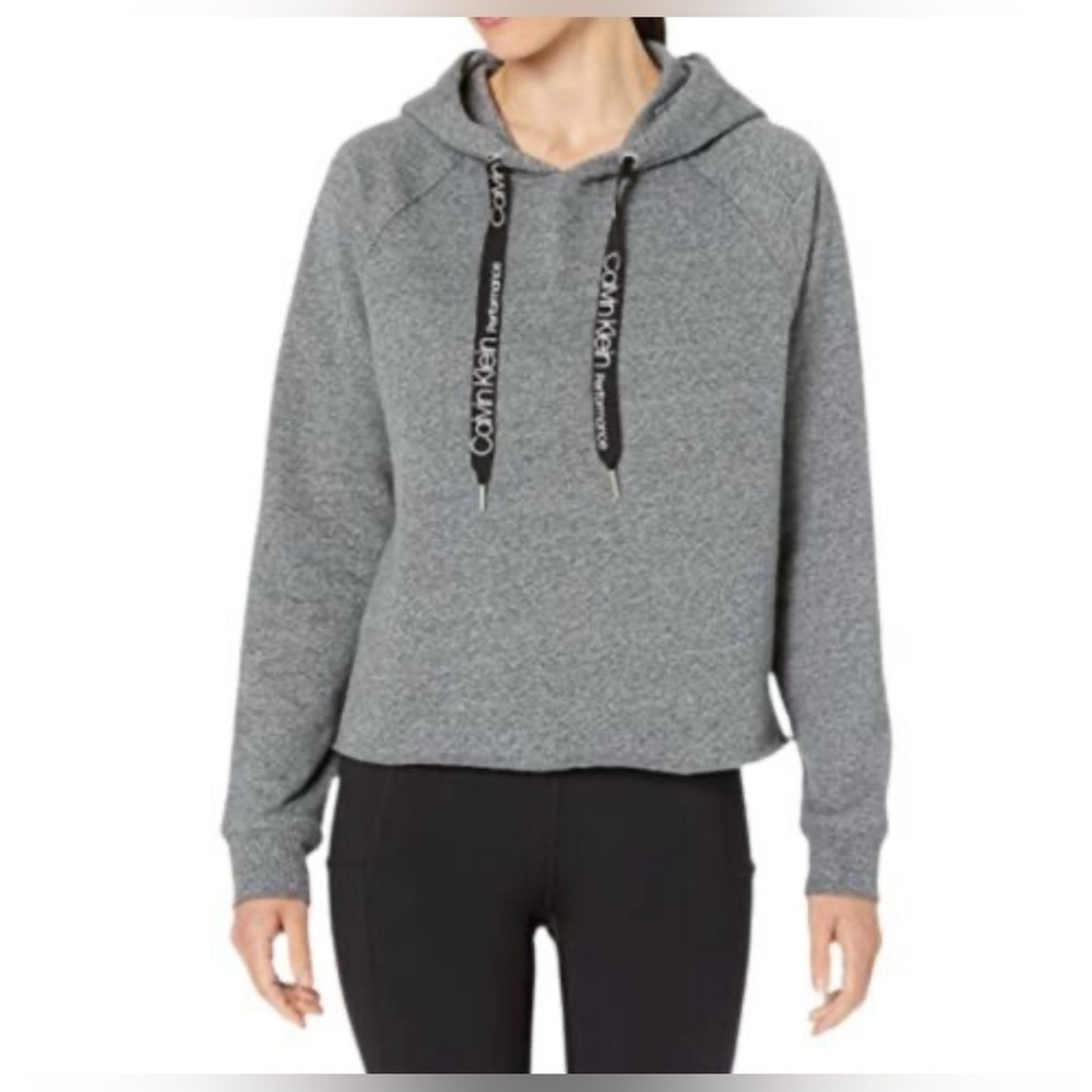 Calvin Klein Performance Gray Hoodie Logo Drawstring Pullover Sweatshirt XL